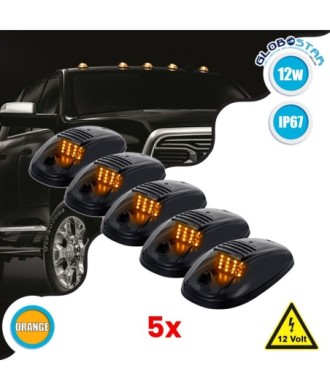 GLOBOSTAR® TRAK 85303 Φώτα Όγκου Οχημάτων LED 12W 600lm 90° DC 12V Αδιάβροχο IP65 Πορτοκαλί 2200Κ - Μ14 x Π8.4 x Υ3.5cm - Πακέτο 5 Τεμαχίων - 1 Χρόνο Εγγύηση